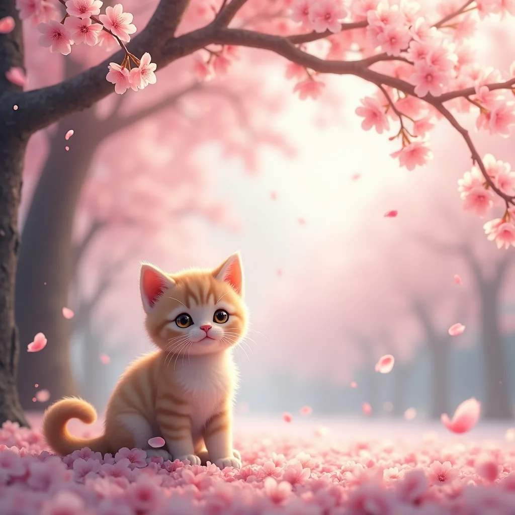 FLUX.1-devで生成した猫と桜の画像 seed1