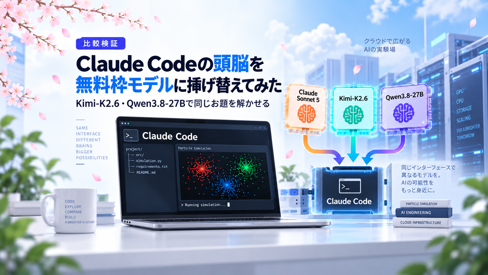 Claude Codeの頭脳を無料枠モデルに挿げ替えてみた｜Kimi-K2.6・Qwen3.8-27Bで同じお題を解かせる