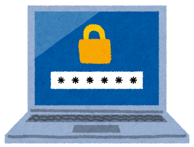 パソコンにパスワード画面が表示されている画像
